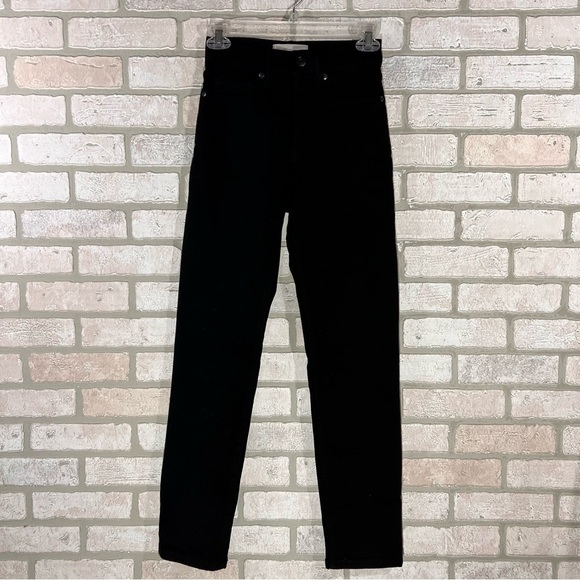 Everlane High Rise Slim Straight Button Fly Cigarette Jeans in Black Size 25 - Picture 4 of 12